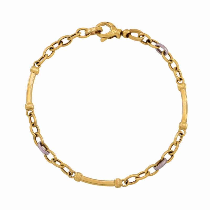 Bransoletka z żółtego i białego złota elementowa z ogniw 83212