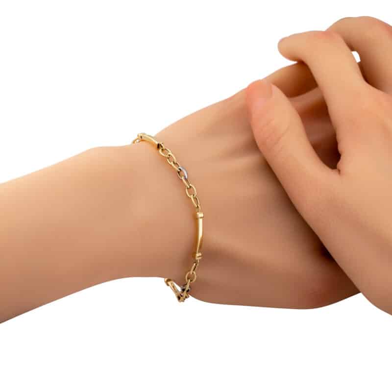 Bransoletka z żółtego i białego złota elementowa z ogniw 83212