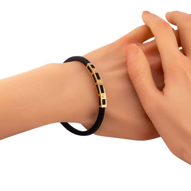 Bransoleta z żółtego złota na kauczuku 83218