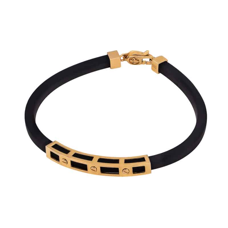 Bransoleta z żółtego złota na kauczuku 83218