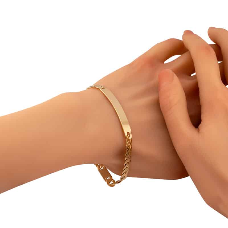 Bransoletka z żółtego złota-splot pancerka z blaszką 83276