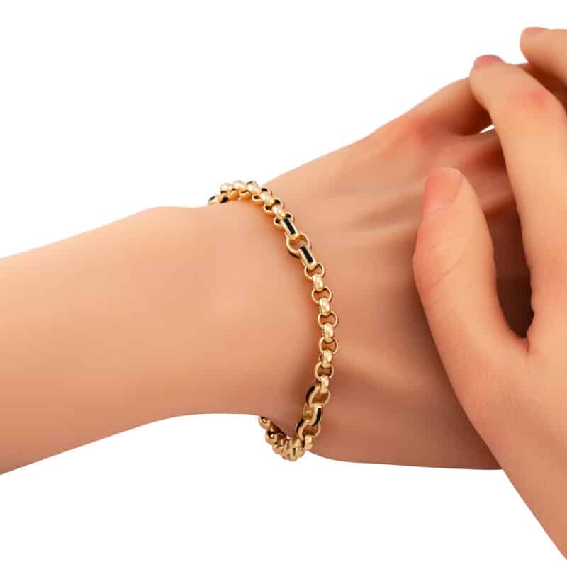 Bransoletka z żółtego złota z czarną emalią 83309