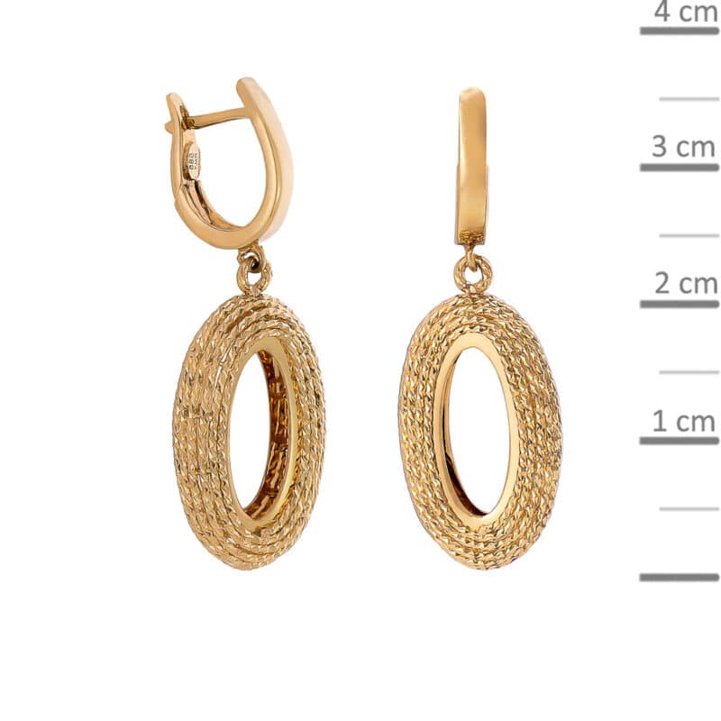 Kolczyki z żółtego złota z owalnymi i diamentowanymi elementami na zapięciu angielskim z kolekcji DALL’ACQUA 83121