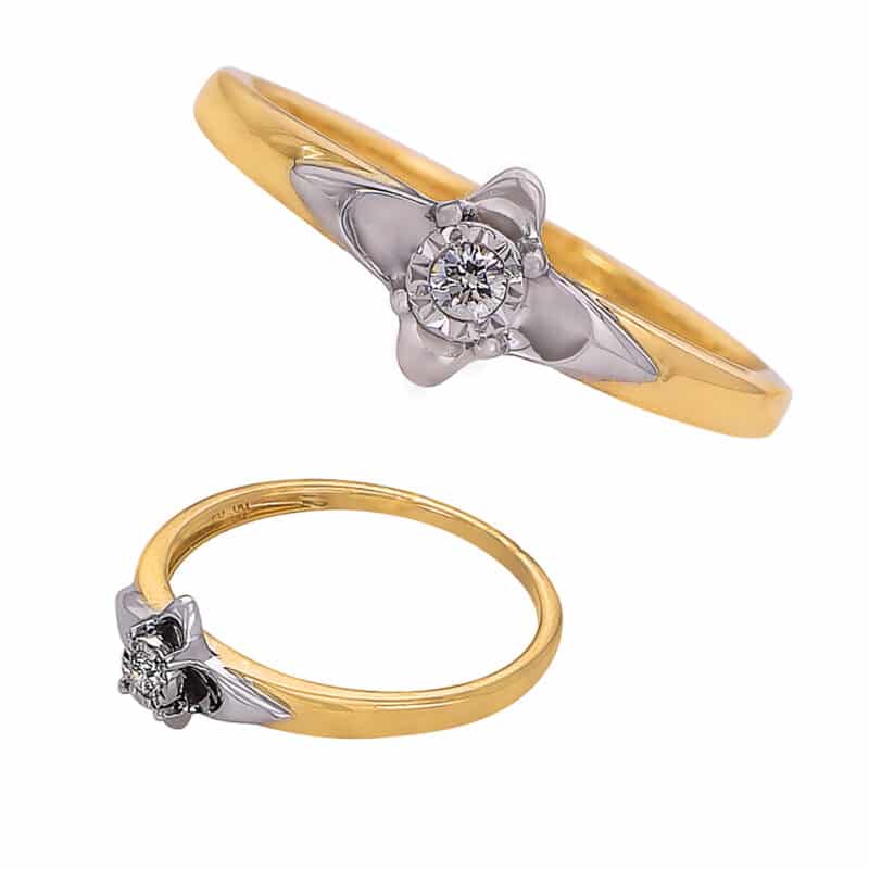 Pierścionek z brylantem z żółtego i białego złota 0,04ct 83176