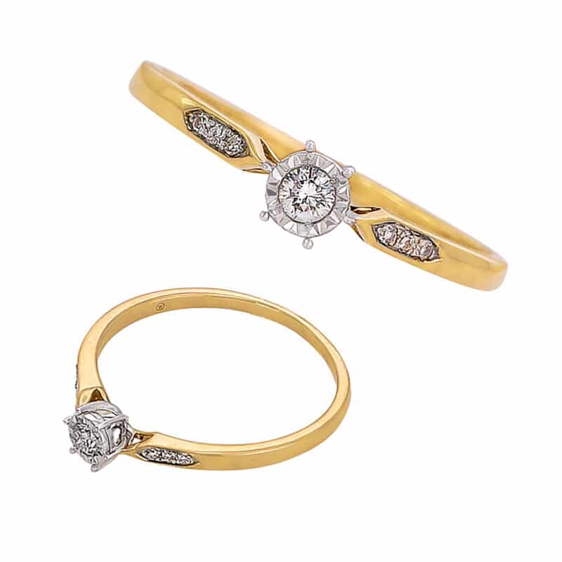 Pierścionek z brylantami z żółtego złota 0,08ct 83184