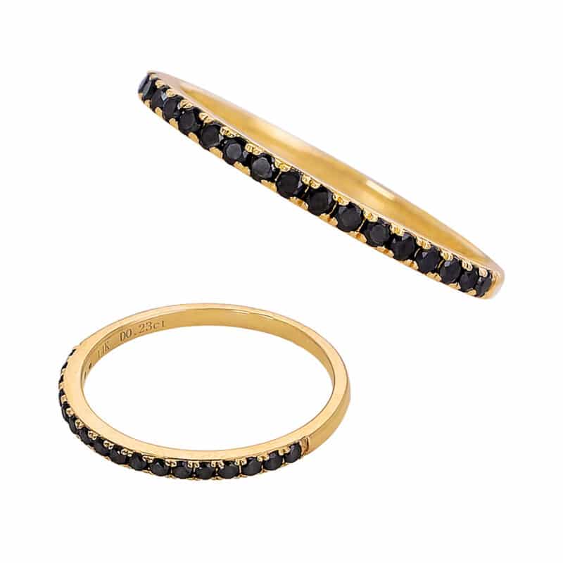 Pierścionek obrączkowy z żółtego złota z czarnymi brylantami 0,23ct 83186