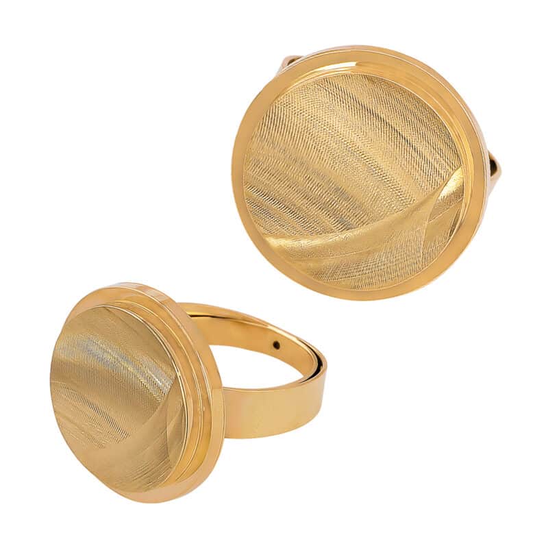 Pierścionek z żółtego złota pełne satynowe koło 83417