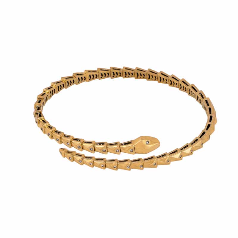 Bransoleta z żółtego złota flexi z brylantami- wąż 83457