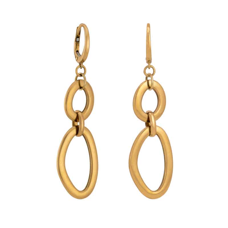 Kolczyki z żółtego złota wiszące owalne na francuski zamek z kolekcji DALL’ACQUA 82585