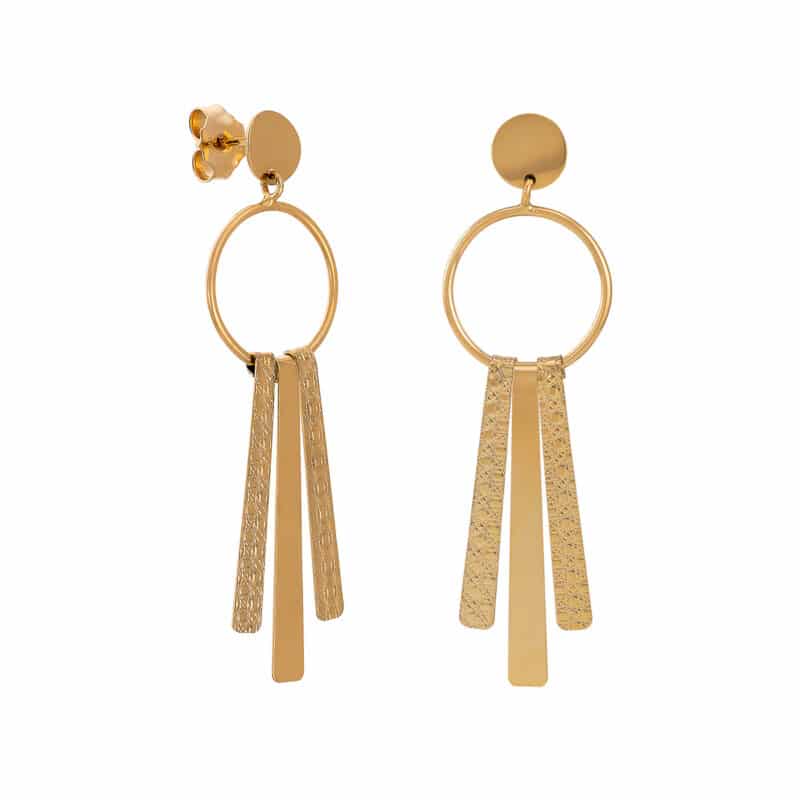 Złote kolczyki z wiszącymi blaszkami na sztyfcie 82691