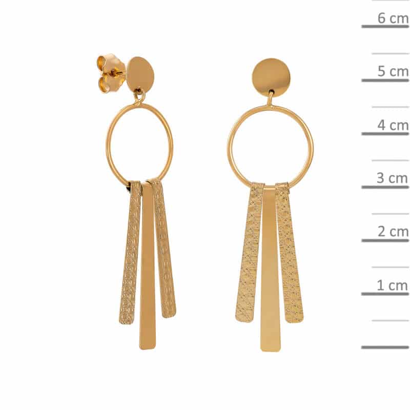 Złote kolczyki z wiszącymi blaszkami na sztyfcie 82691