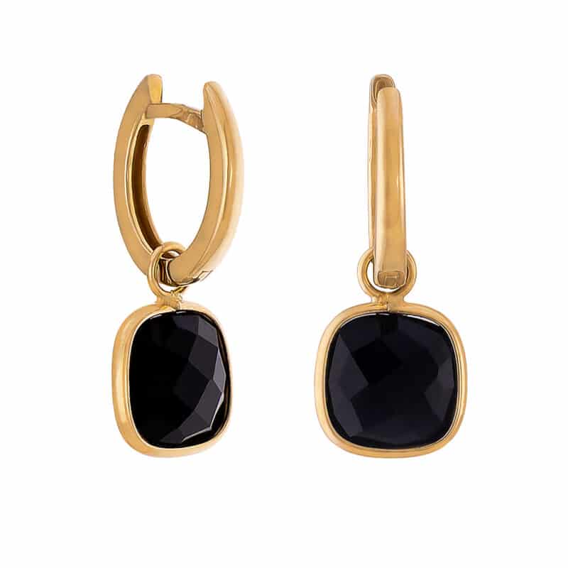 Kolczyki z żółtego złota z czarnym onyksem na angielskim zapięciu z kolekcji DALL’ACQUA 82812