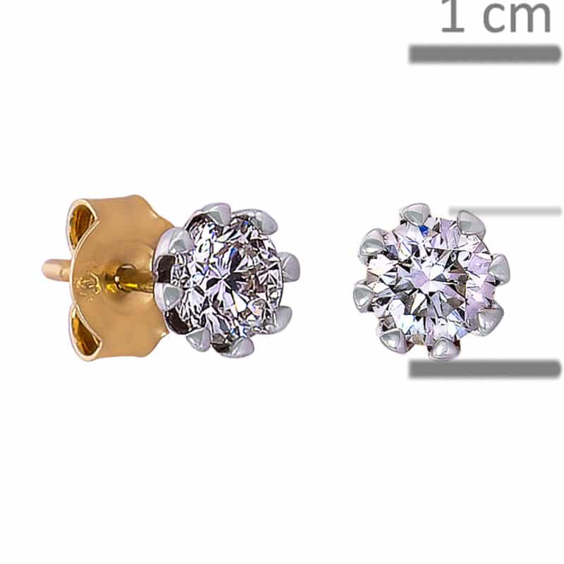 Kolczyki z żółtego i białego złota z brylantami na sztyfcie 82822