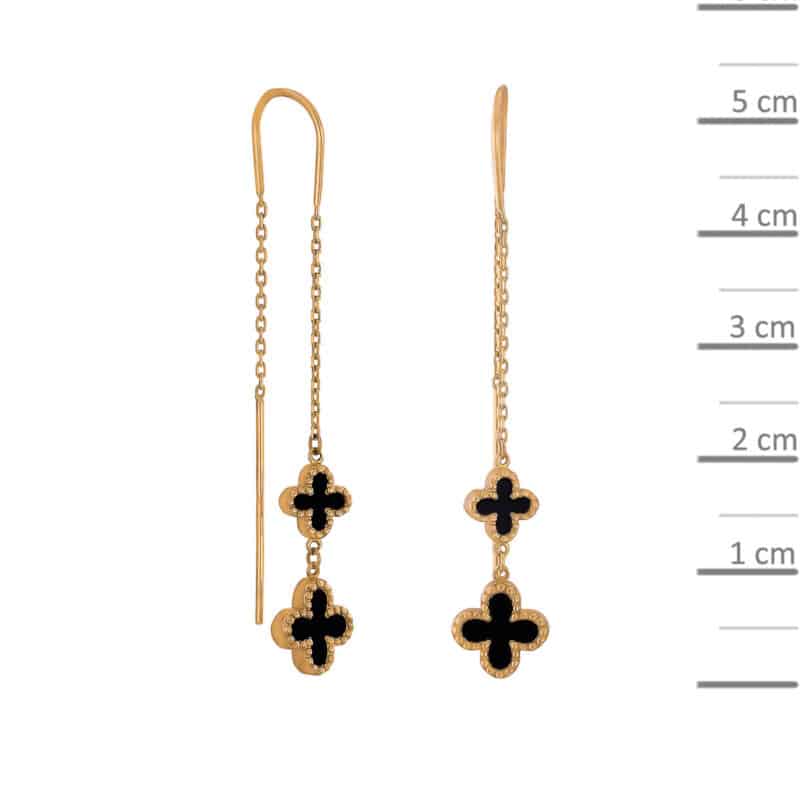 Kolczyki z żółtego złota przeciągane z czarnymi elementami 83210