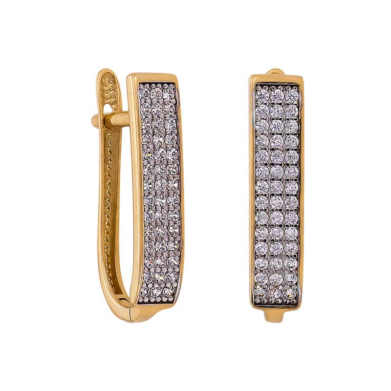 Kolczyki złote z cyrkoniami na zapięciu angielskim 83282