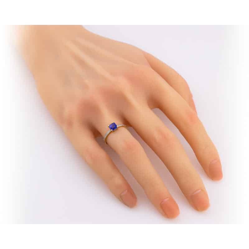 Pierścionek z żółtego złota z tanzanitem 0,84ct i brylantami 0,08ct 83461