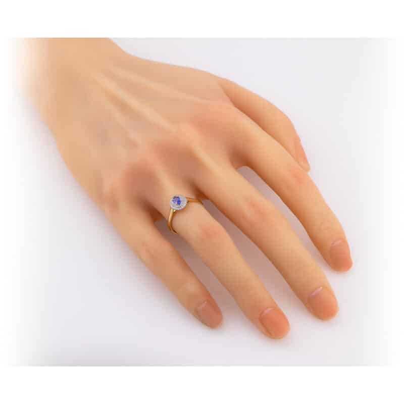 Pierścionek z żółtego złota z tanzanitem 0,24ct i brylantami 0,11ct 83464