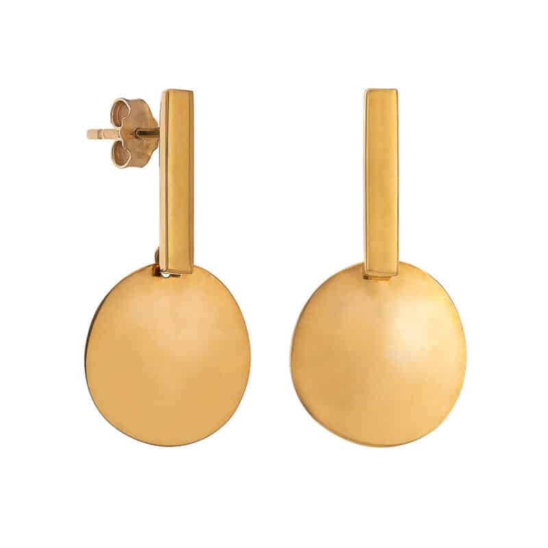 Złote kolczyki patyczki z wiszącą blaszką na sztyfcie z kolekcji DALL’ACQUA 82587