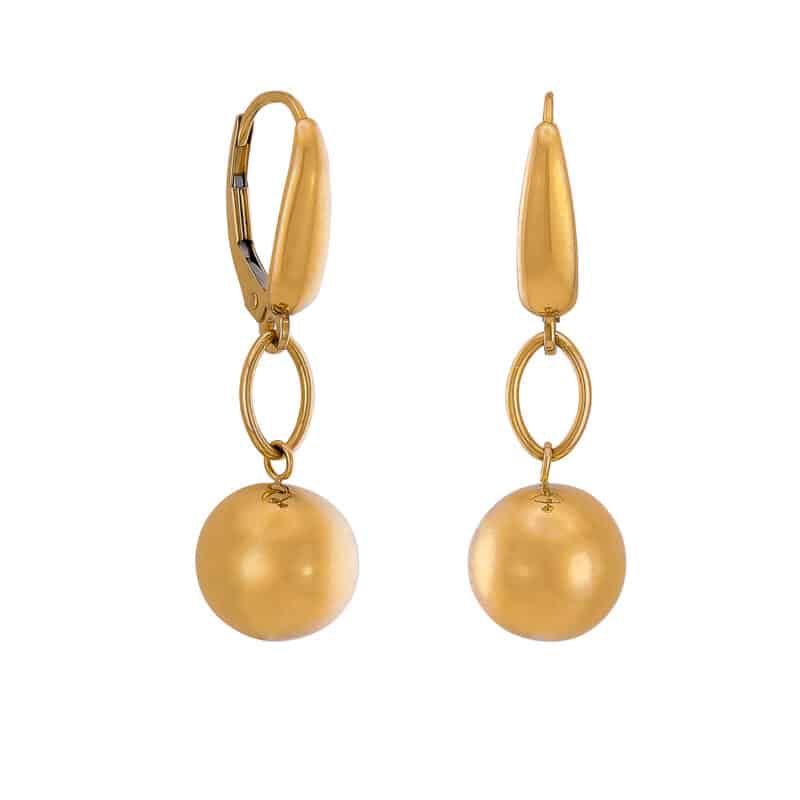 Kolczyki z żółtego złota wiszące kulki na francuski zamek z kolekcji DALL’ACQUA 82592