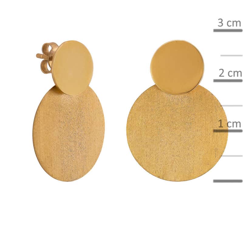 Złote kolczyki wiszące blaszki z matem na sztyfcie 82689