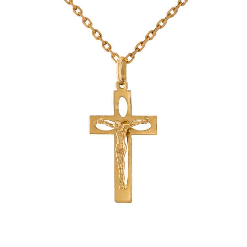 Krzyżyk z żółtego złota z Pasyjką 83486