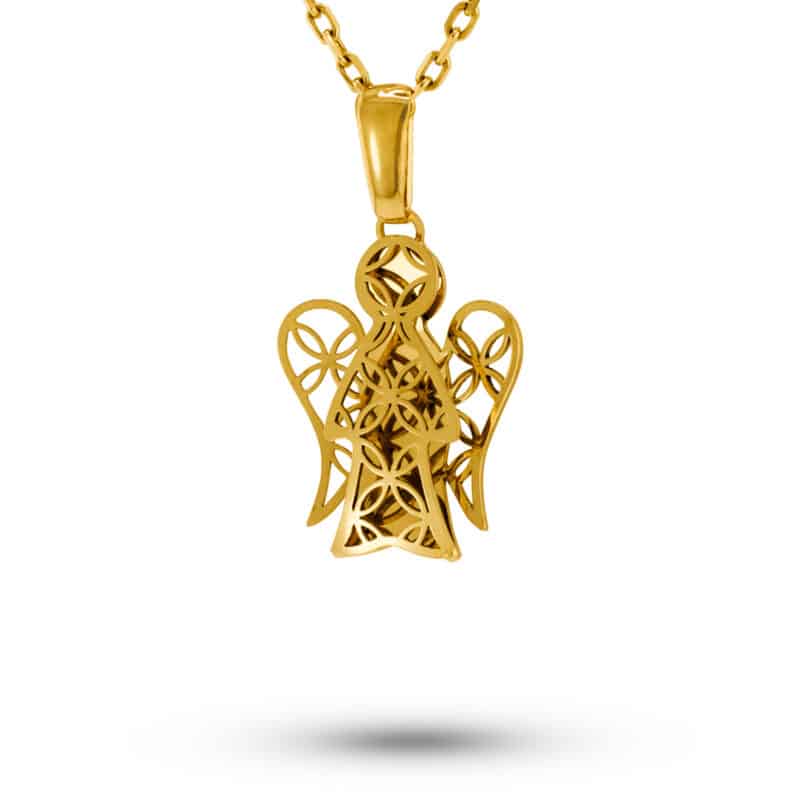 Medalik z żółtego złota- ażurowy aniołek 83769