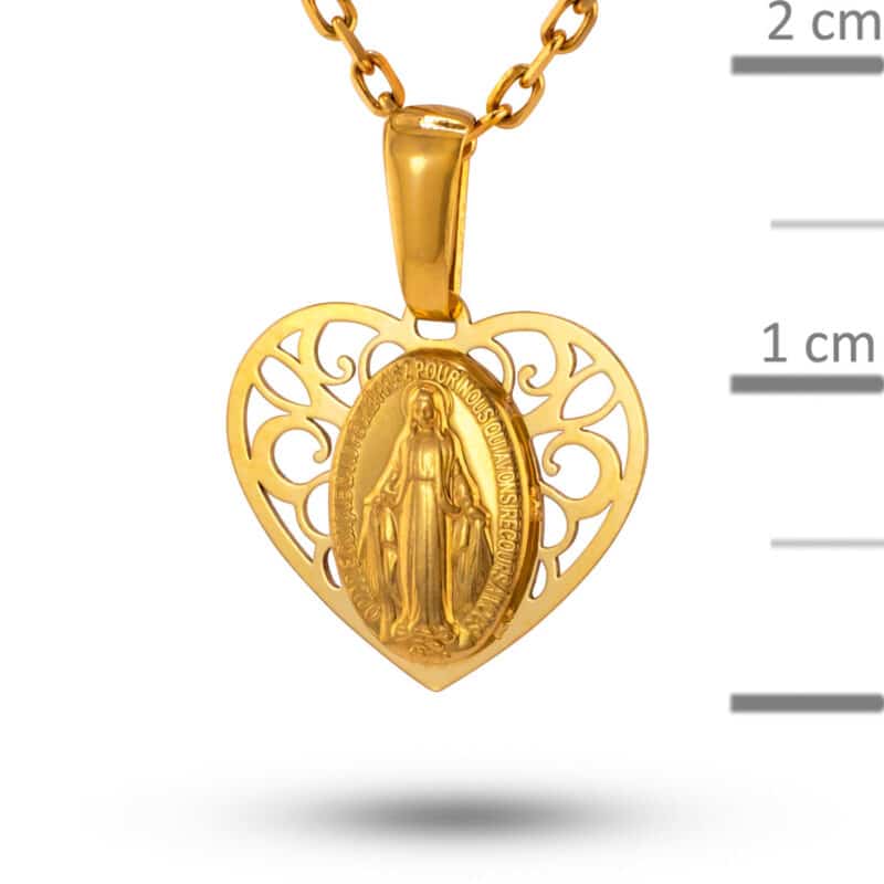 Cudowny Medalik z żółtego złota w ażurowej oprawie w kształcie serca 83712