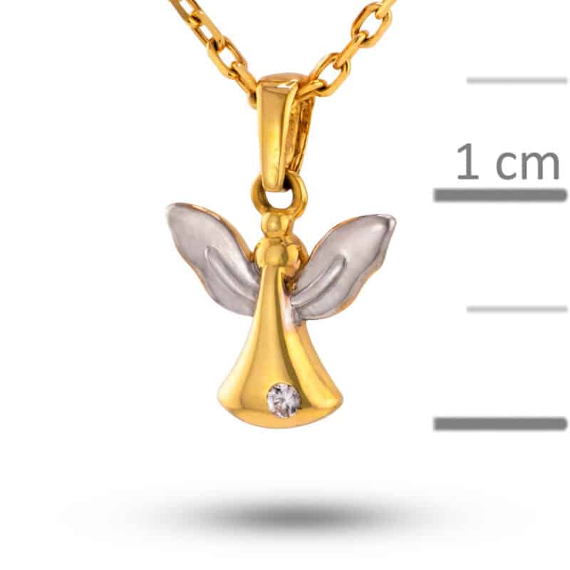 Medalik z żółtego i białego złota z cyrkoniami- aniołek 83766