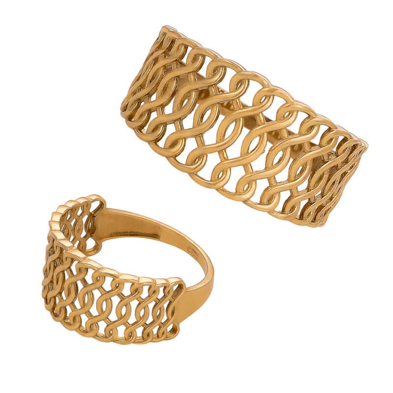 Pierścionek ażurowy z żółtego złota 82387