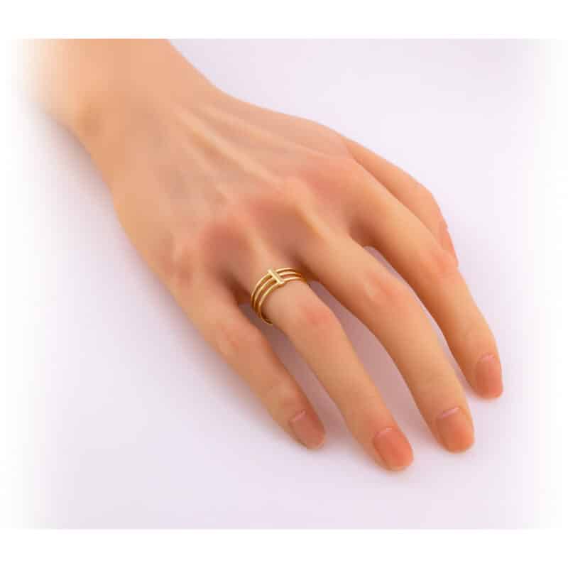 Pierścionek z żółtego złota ułożony w trzech rzędach 82850