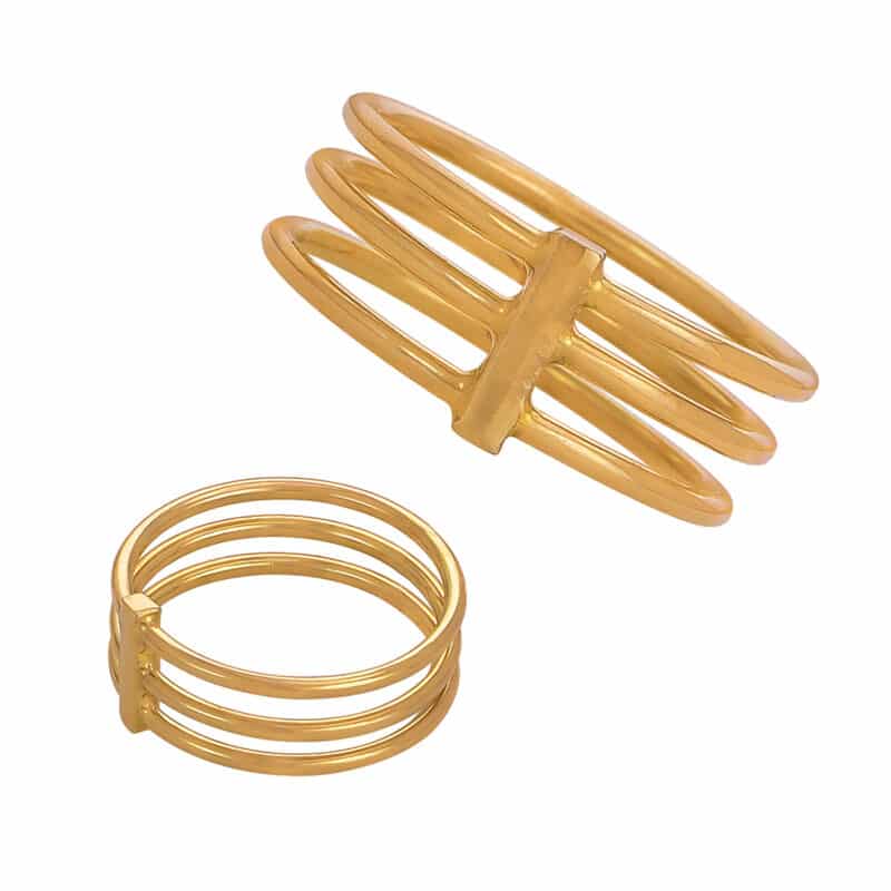 Pierścionek z żółtego złota ułożony w trzech rzędach 82850