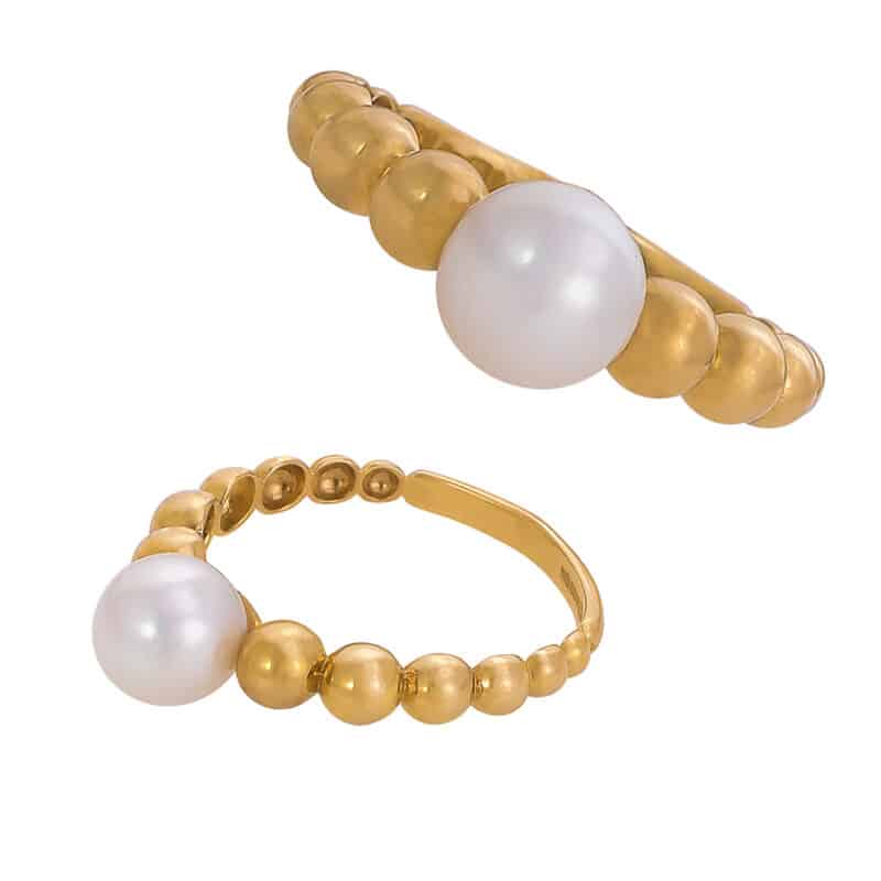 Pierścionek kulkowy z żółtego złota z perłą hodowlaną z kolekcji DALL’ACQUA 83131