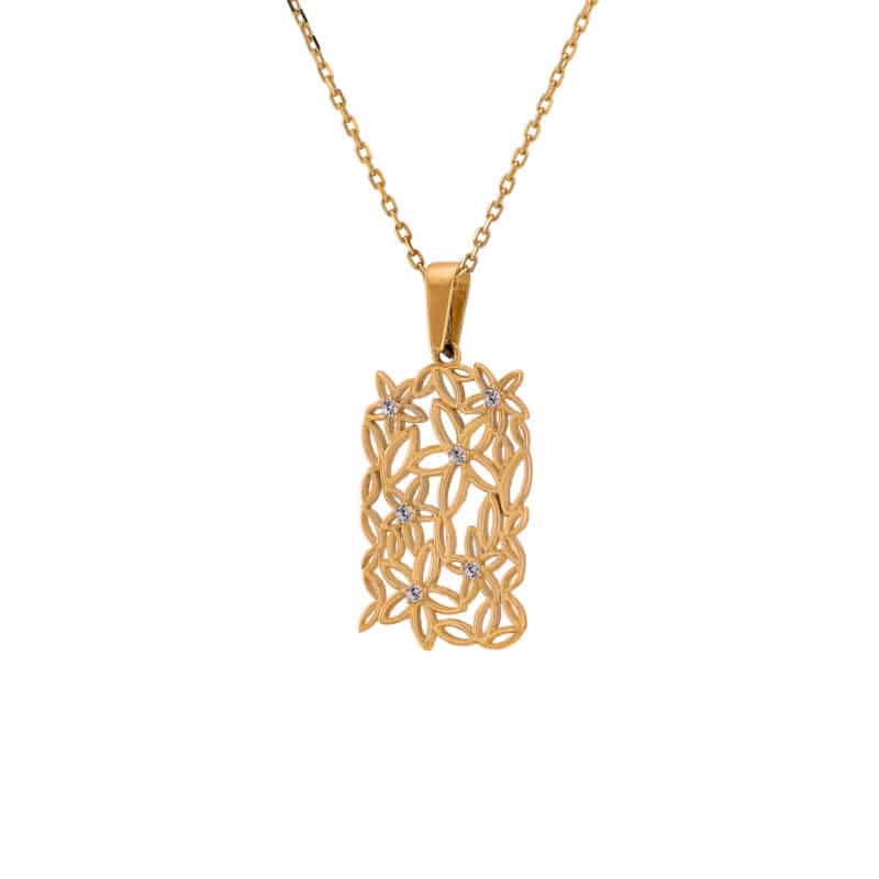 Złoty ażurowy komplet z żółtego złota z cyrkoniami 83680