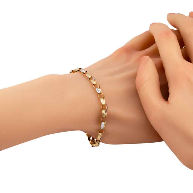 Bransoletka z żółtego i białego złota elementowa z ogniw 83678