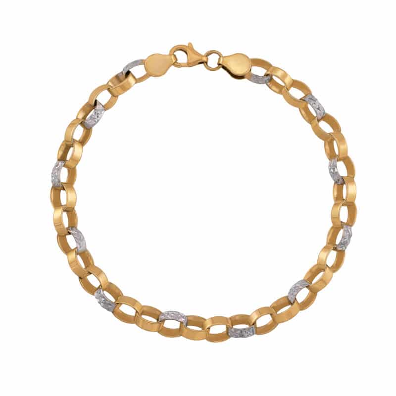 Bransoletka z żółtego i białego złota elementowa z ogniw 83678