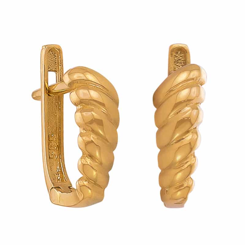 Kolczyki z żółtego złota grawerowane na angielskim zapięciu 83675