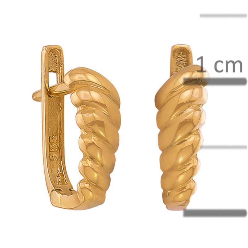 Kolczyki z żółtego złota grawerowane na angielskim zapięciu 83675