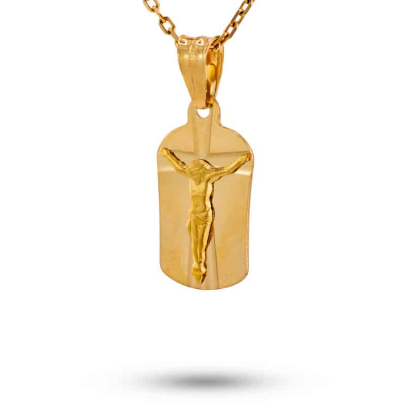 Złoty komplet łańcuszek z krzyżykiem na blaszce – 82462, 81204