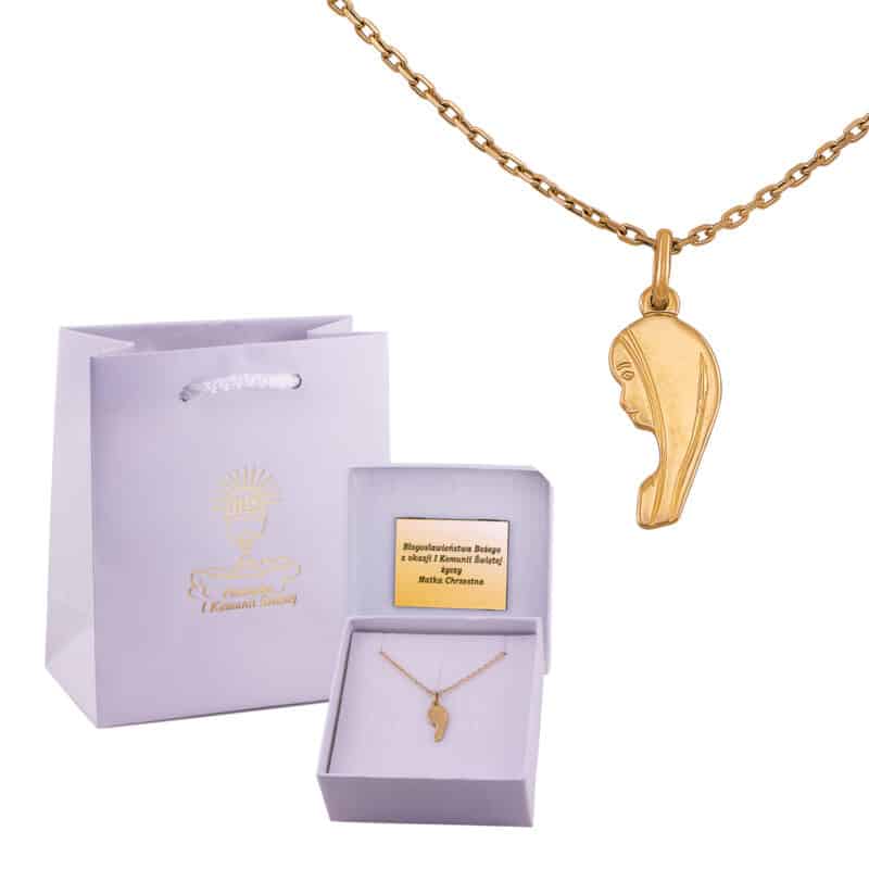 Złoty komplet łańcuszek z medalikiem – 80615, 82544