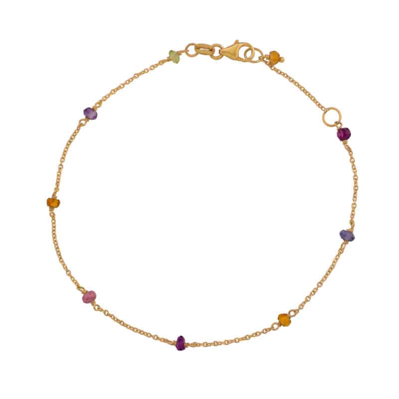 Bransoletka z żółtego złota z kolorowymi kamieniami 84066