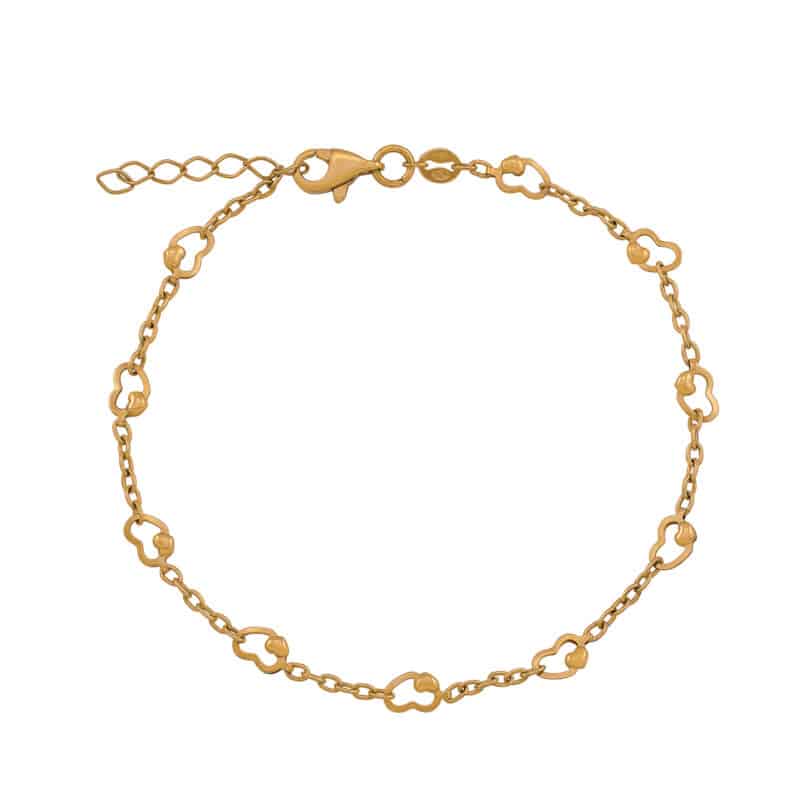 Bransoletka z żółtego złota z serduszkami 84070