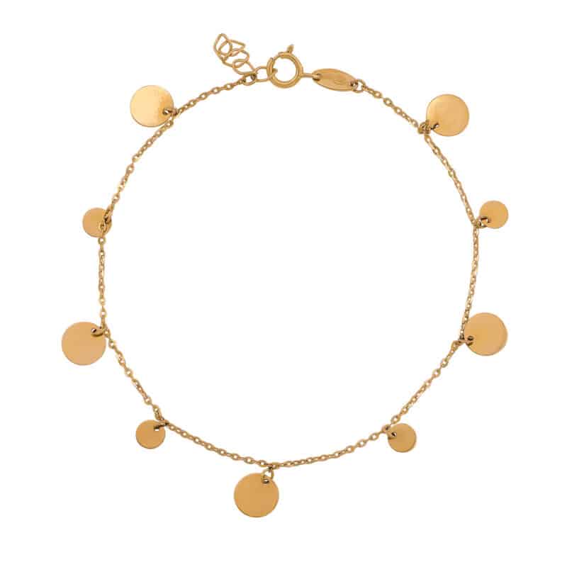 Bransoletka z żółtego złota z wiszącymi talarkami 84076