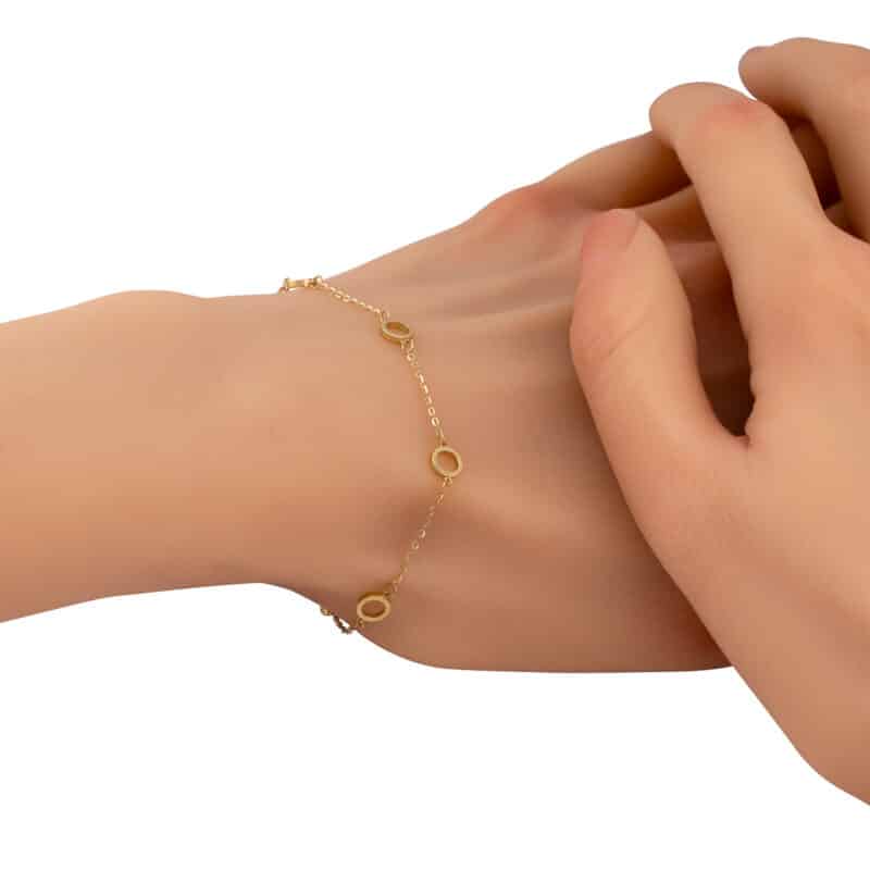 Bransoletka z żółtego złota z kółeczkami 84085