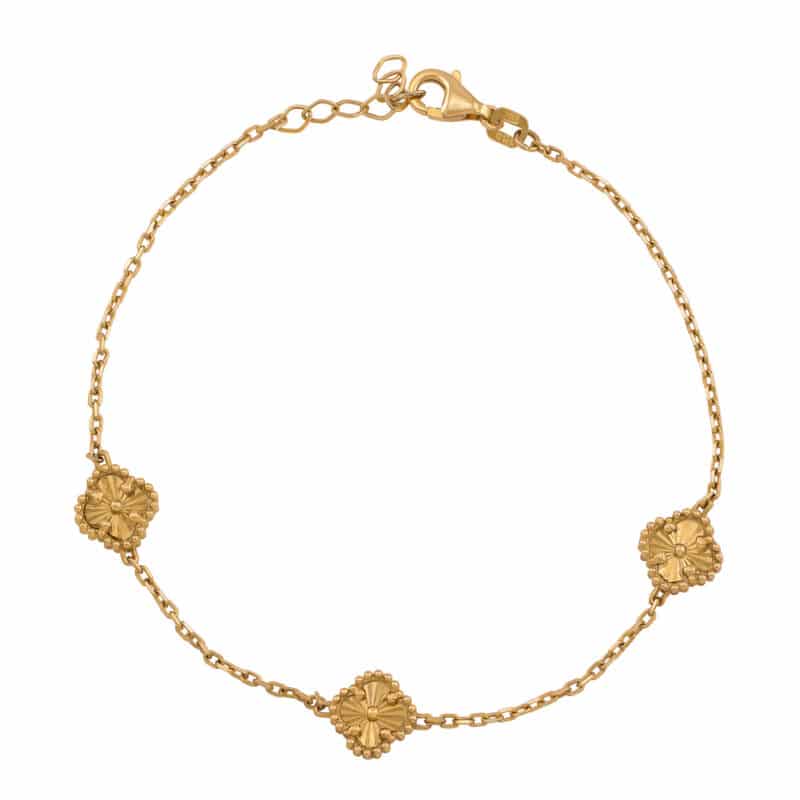 Bransoletka z żółtego złota z marokańskimi koniczynkami 84088