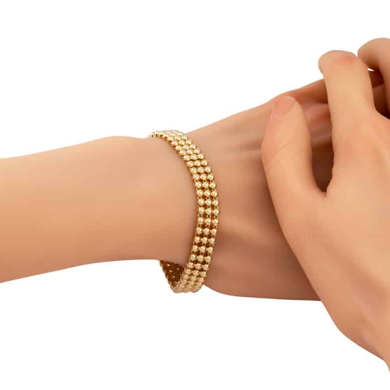 Bransoletka z żółtego złota z trzech rzędów kuleczek 84106