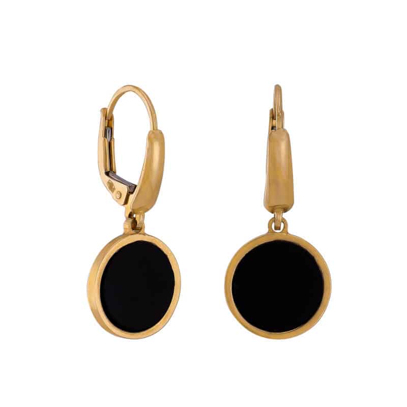 Kolczyki z żółtego złota z czarnym onyksem na francuskim zapięciu z kolekcji DALL’ACQUA 82593