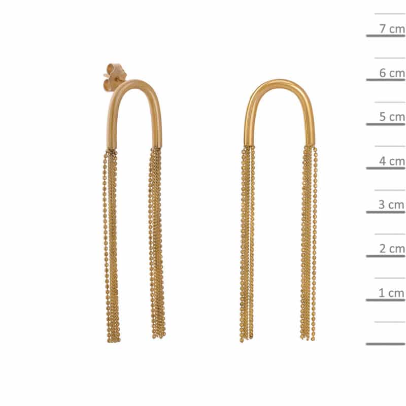 Kolczyki z żółtego złota z błyszczącymi łańcuszkami na sztyfcie 82695