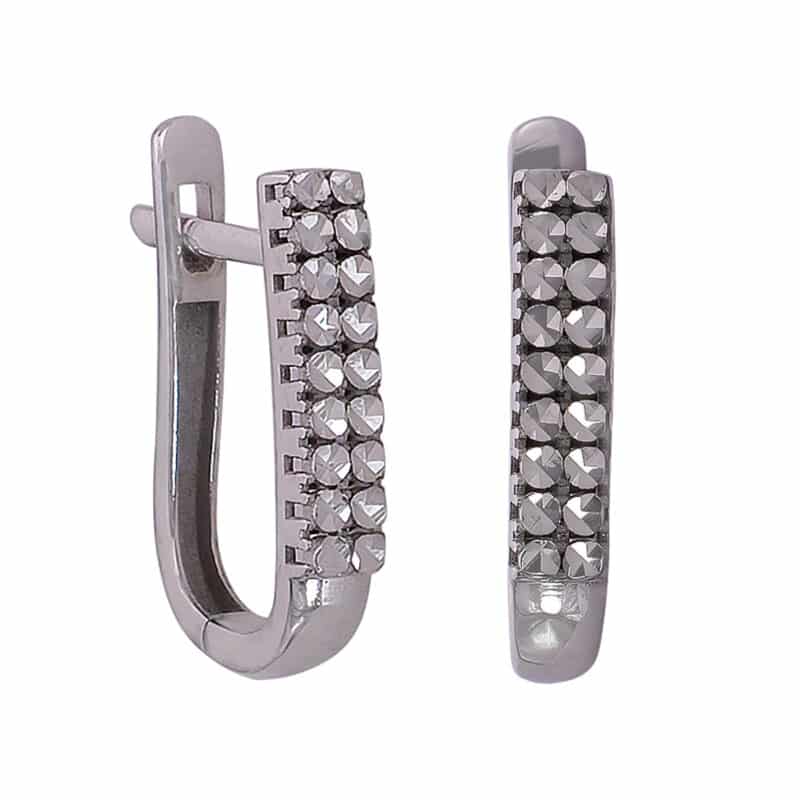 Kolczyki z białego złota- diamentowane na zapięciu angielskim 83500