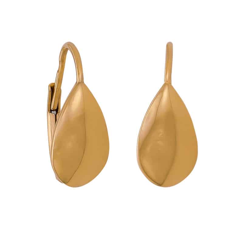 Kolczyki z żółtego złota gładkie łezki zapięcie francuskie 84117