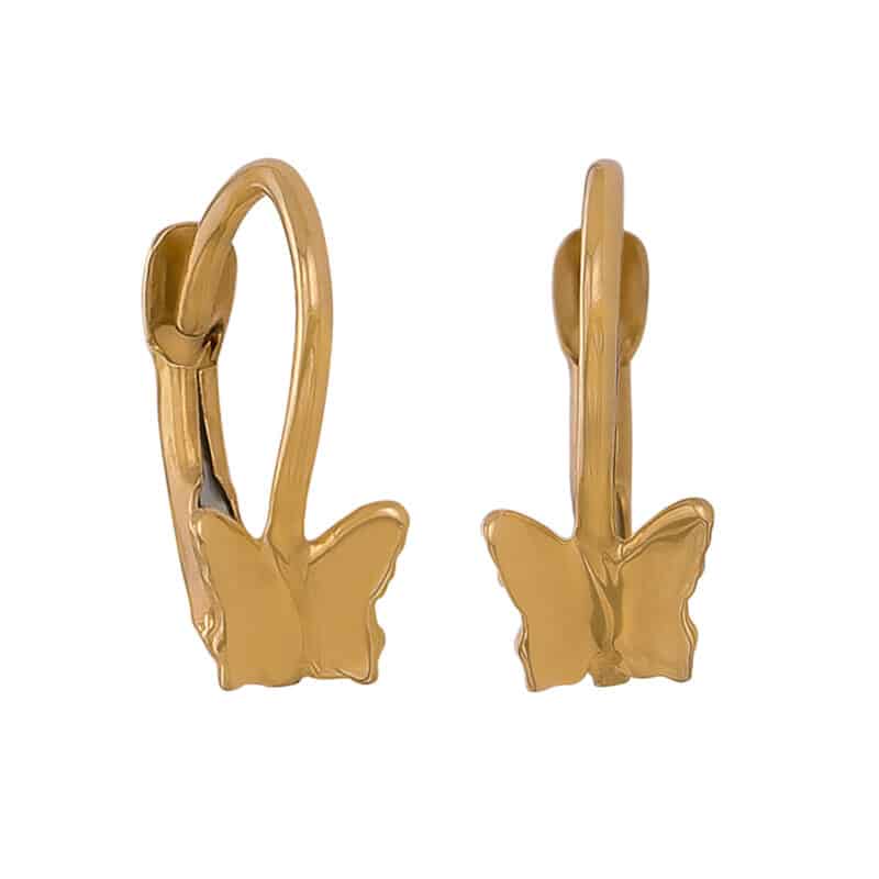 Kolczyki dziecięce złote na francuskim zamku- motylek 84120